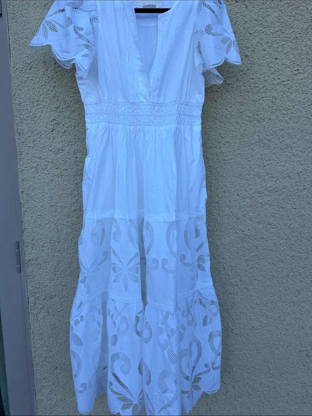 Anthropologie White Tiered Eyelet Maxi Dress 100% cotton NWOT